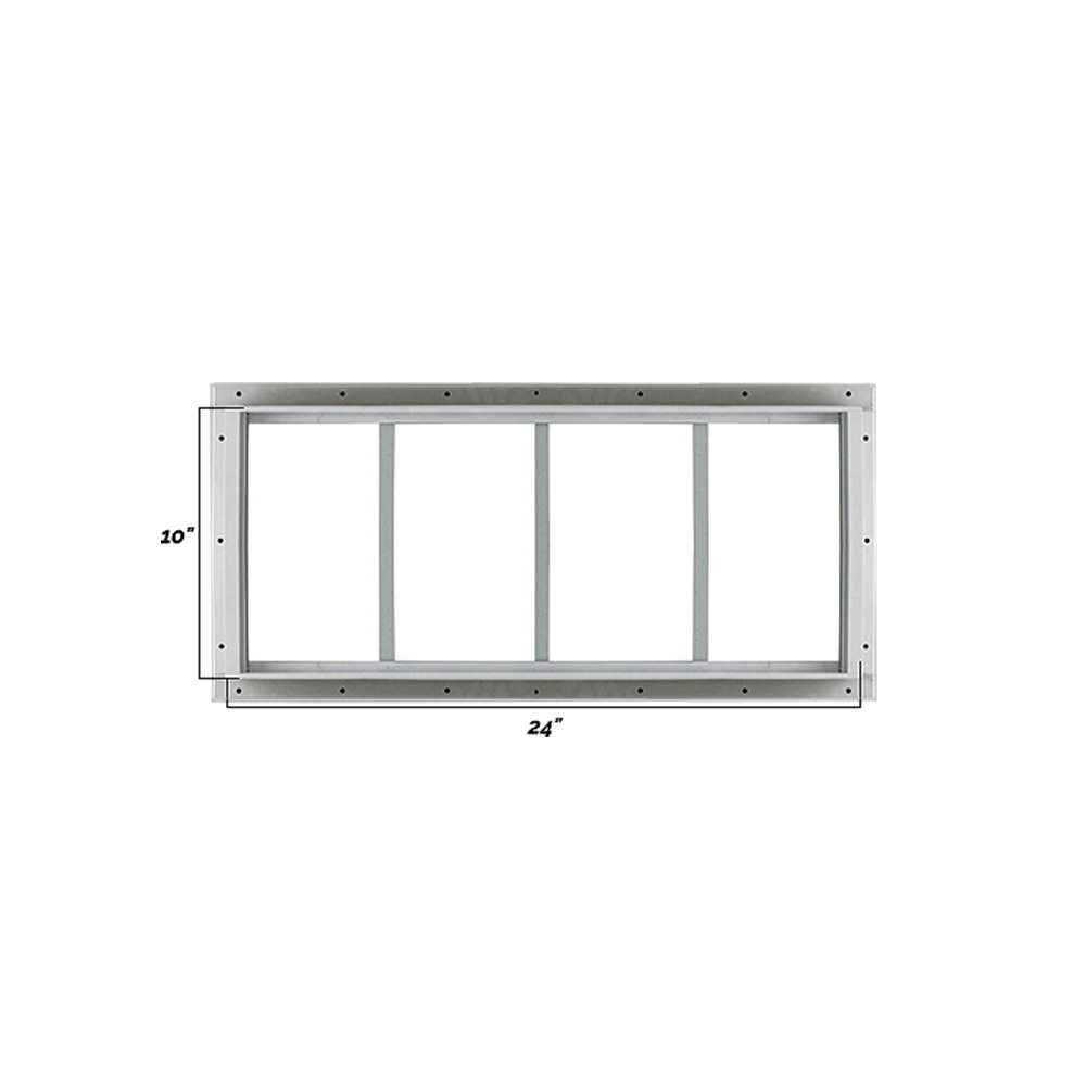Fixed 10" x 24" White Flush Transom Window with Tempered Glass Dimensions