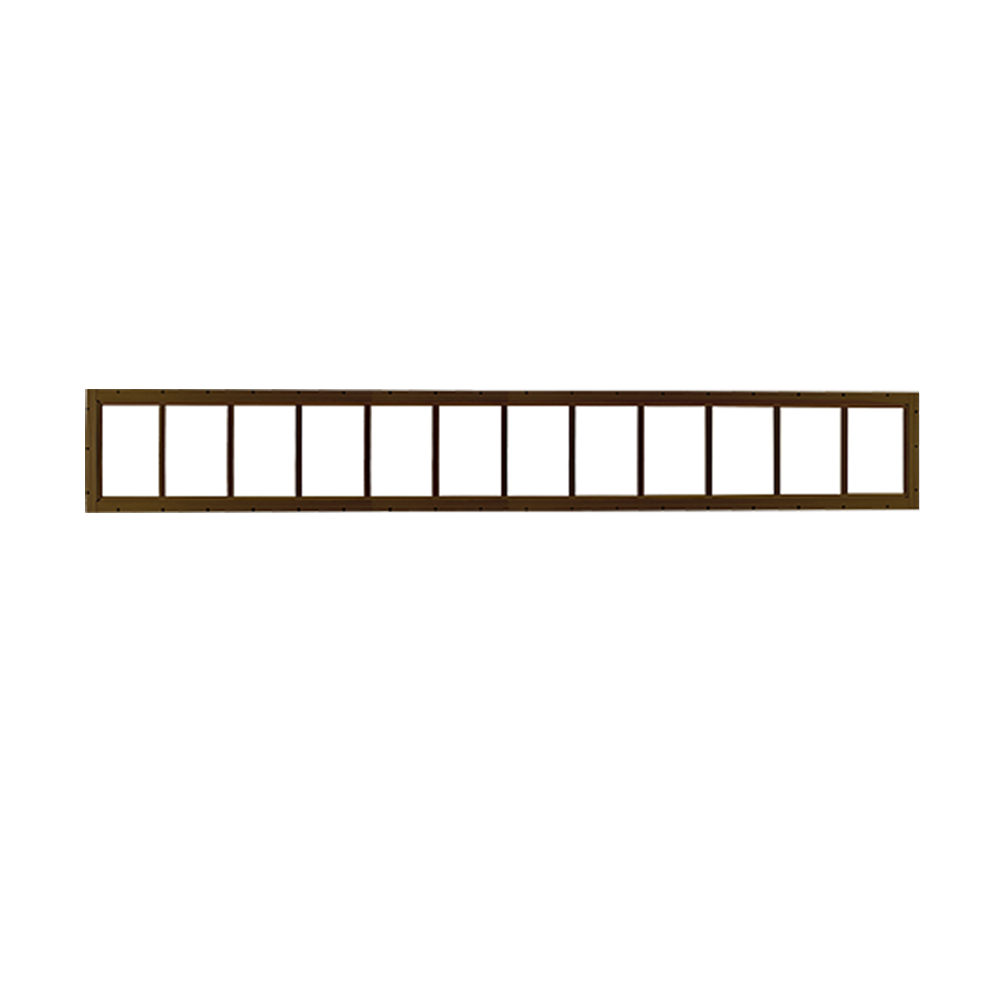 Fixed 10" x 72" Transom Window with Tempered Glass Brown Flush