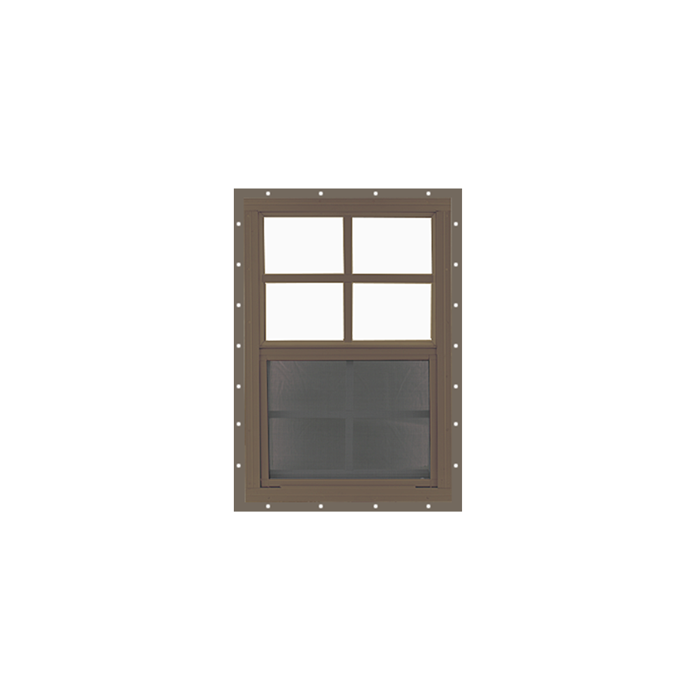 Vertical Slider 14" x 21" Window with Tempered Glass Brown J-Channel