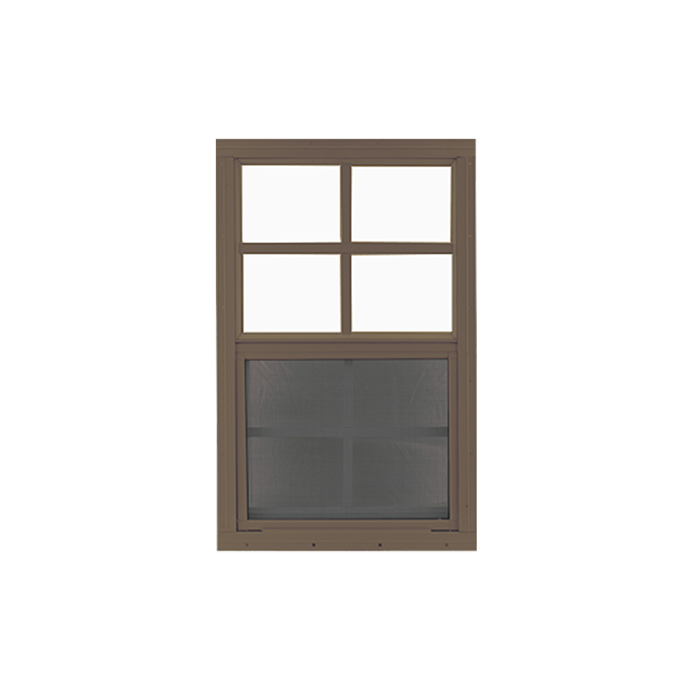 Vertical Slider 14 x 27 Window with Tempered Glass Brown Flush