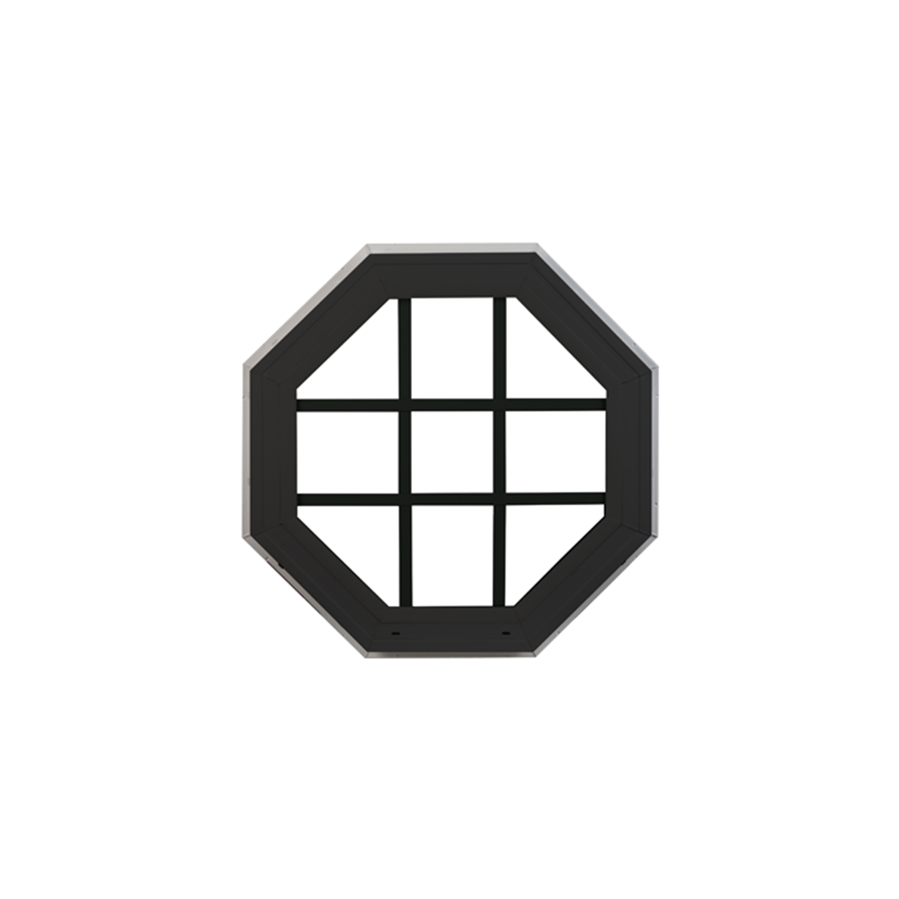 Octagon Window 18" x 18" Double Pane Standard Glass Clear Black