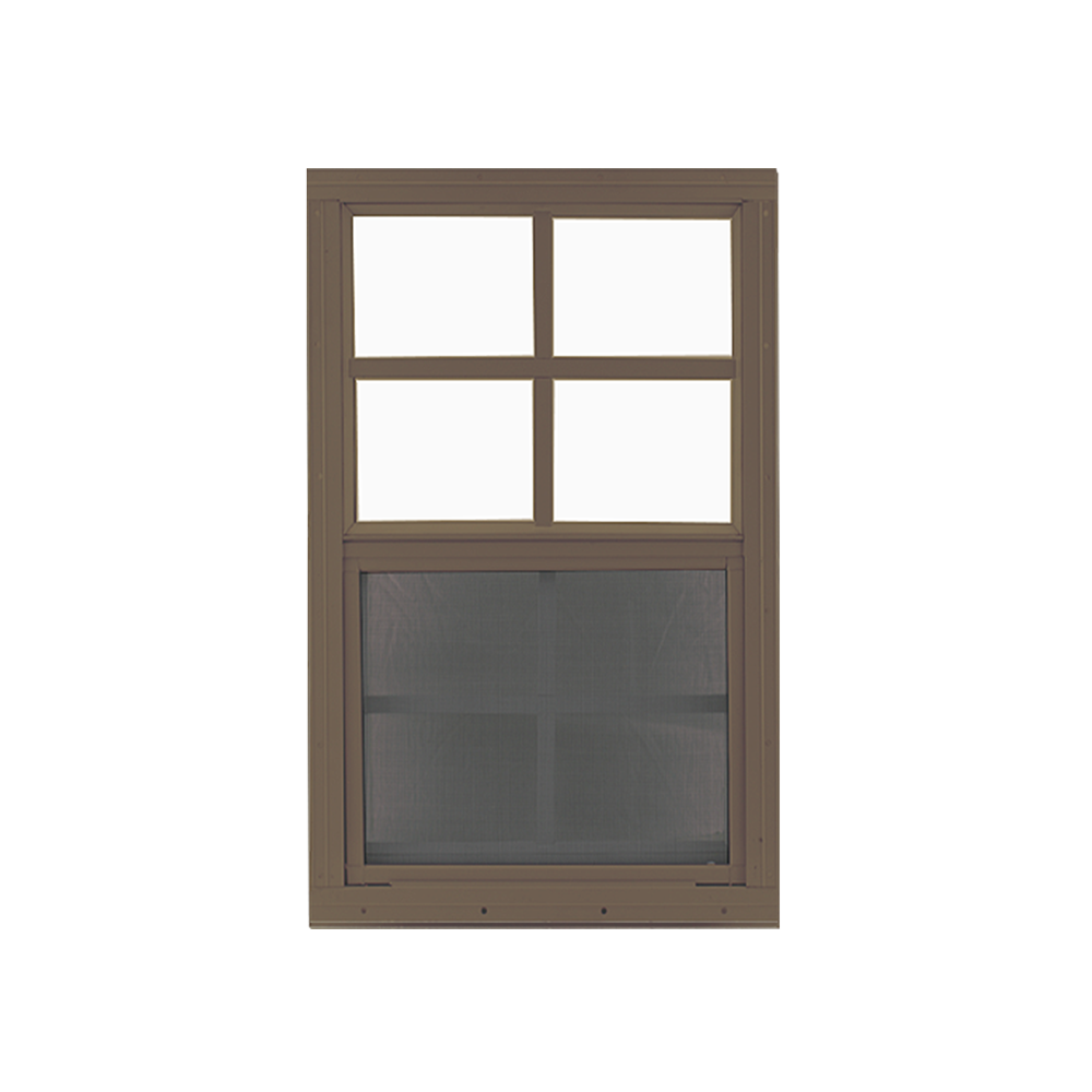Vertical Slider 18" x 36" Shed Window with Tempered Glass Brown Flush