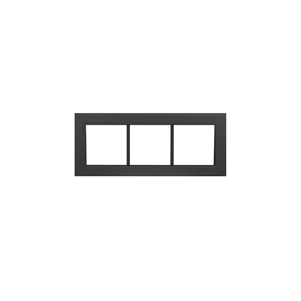 Transom Window 24" X 10" Double Pane Standard Glass Clear Black Front