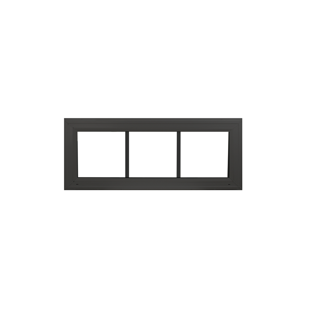 Transom Window 36" x 12" Double Pane Standard Glass Clear Black Front