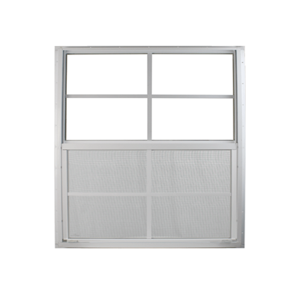 Vertical Slider 36" x 36" White Flush Aluminum Double Pane with Tempered Glass Back