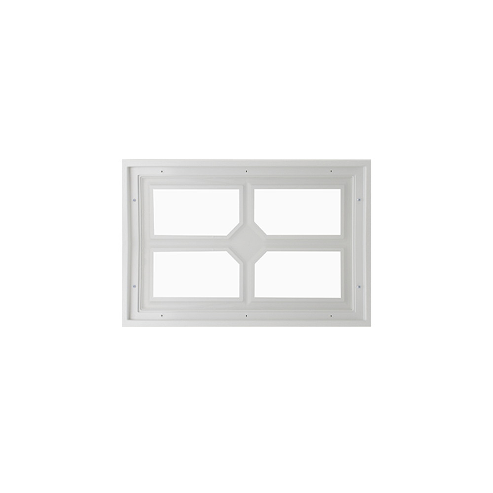Fixed Garage Door Window - Square Cross, 4 Lite with Plexiglass Back