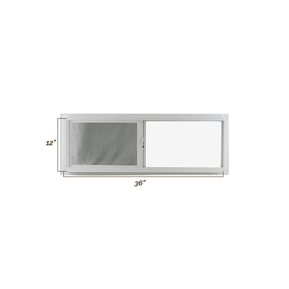 Horizontal Slider 36" x 12" Flush Window with Tempered Glass, No Grid Dimensions