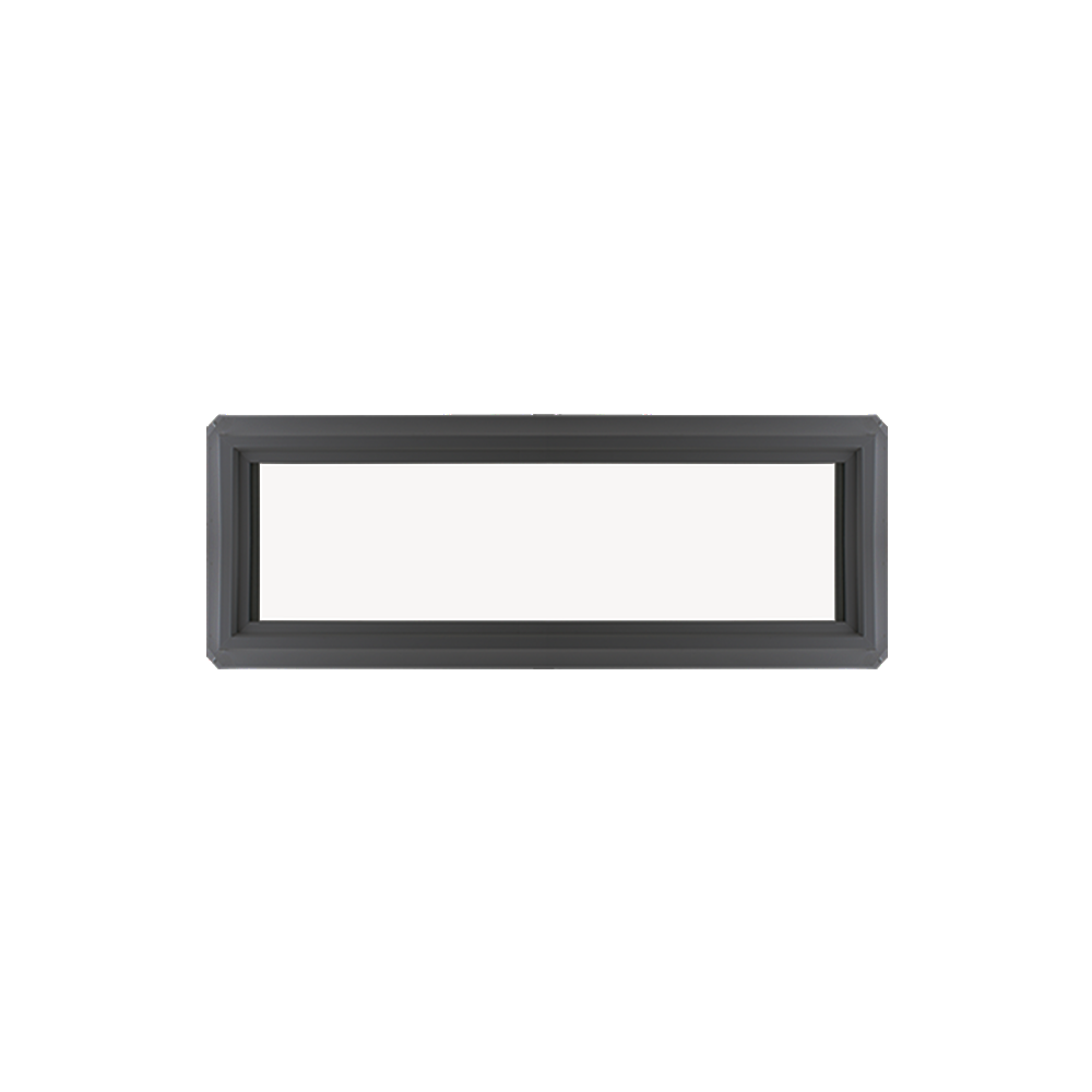 Fixed 12" x 30" Transom Double Pane Tempered Low-E Clear PVC Window Black Front