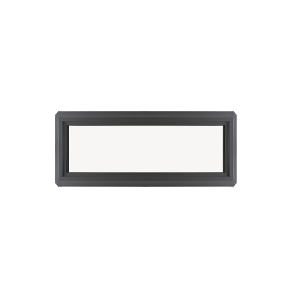 Fixed 16" x 30" Transom Double Pane Tempered Low-E Clear PVC Window Black Front