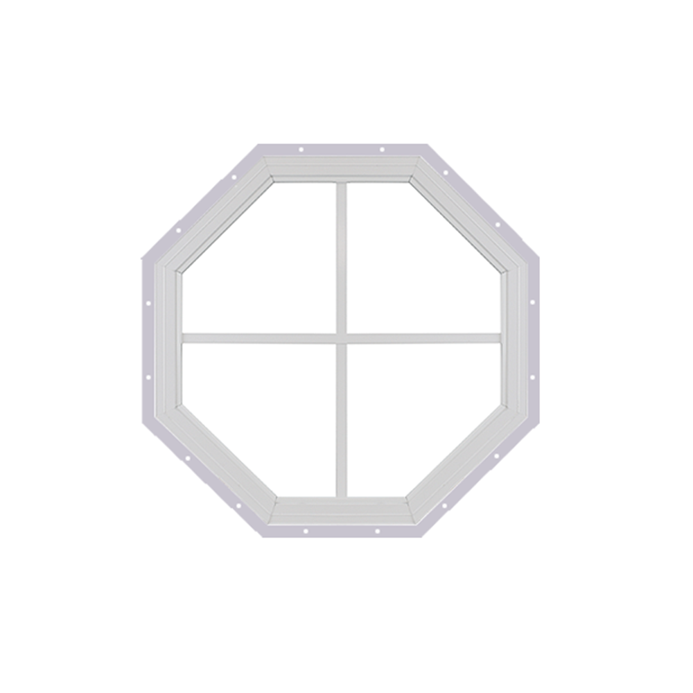 Fixed 18" Octagon Window with Tempered Glass White J-Channel