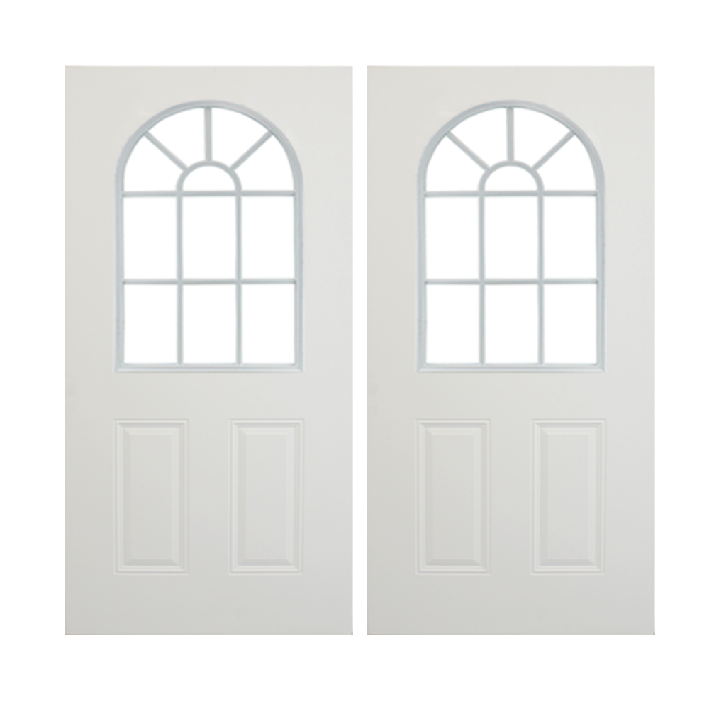 Steel Smooth 2 Panel 11 Lite Arched Steel Door 36" x 79" - Shed Windows and More, Inc.