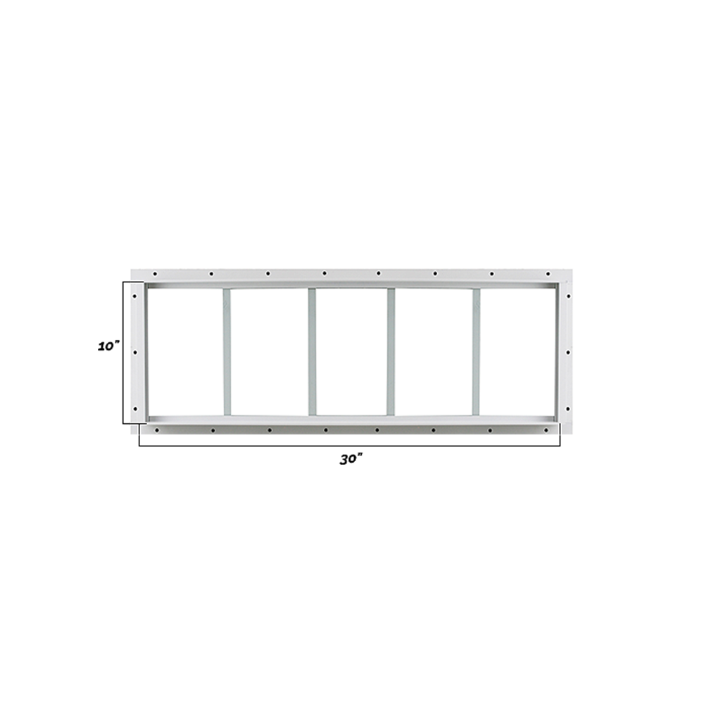 Fixed 10" x 30" White Flush Transom Window with Tempered Glass Dimensions