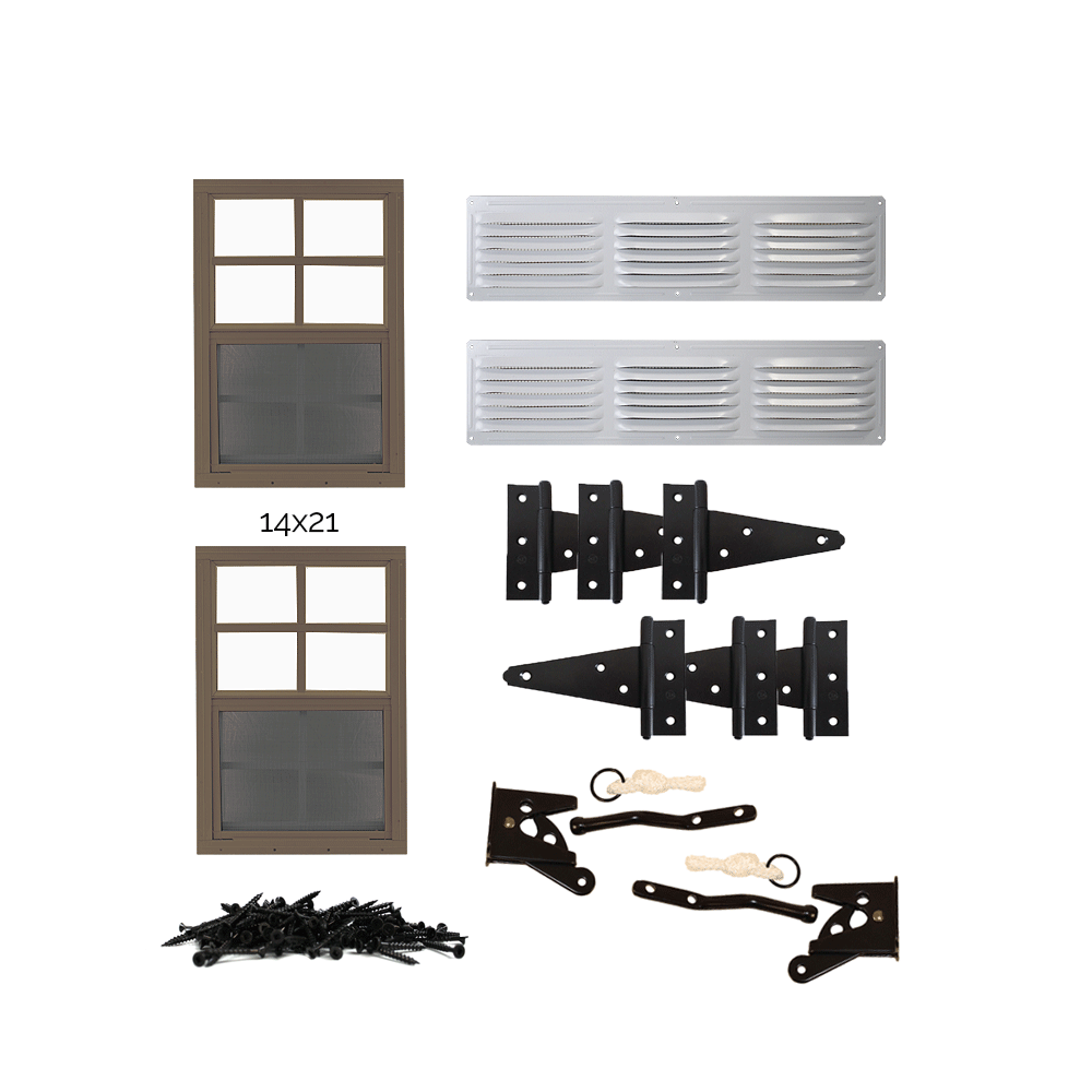 Morgan Creek Chicken Coop Plans for C30 Windows, Latches, Hinges, and Screws - Shed Windows and More, Inc.
