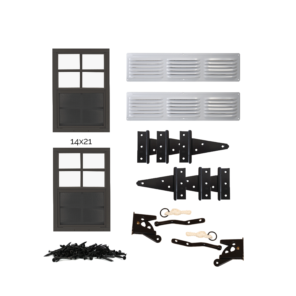 Morgan Creek Chicken Coop Plans for C30 Windows, Latches, Hinges, and Screws - Shed Windows and More, Inc.