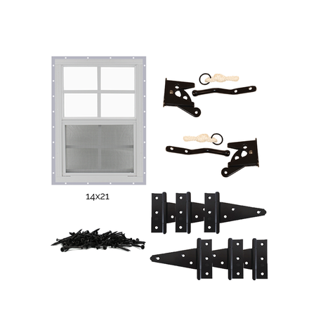 Morgan Creek Chicken Coop Plans for C20 Windows, Latches, Hinges, and Screws - Shed Windows and More, Inc.