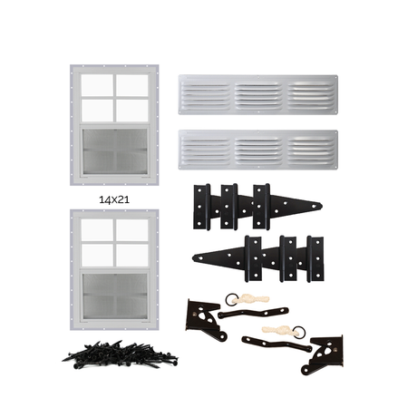 Morgan Creek Chicken Coop Plans for C30 Windows, Latches, Hinges, and Screws - Shed Windows and More, Inc.