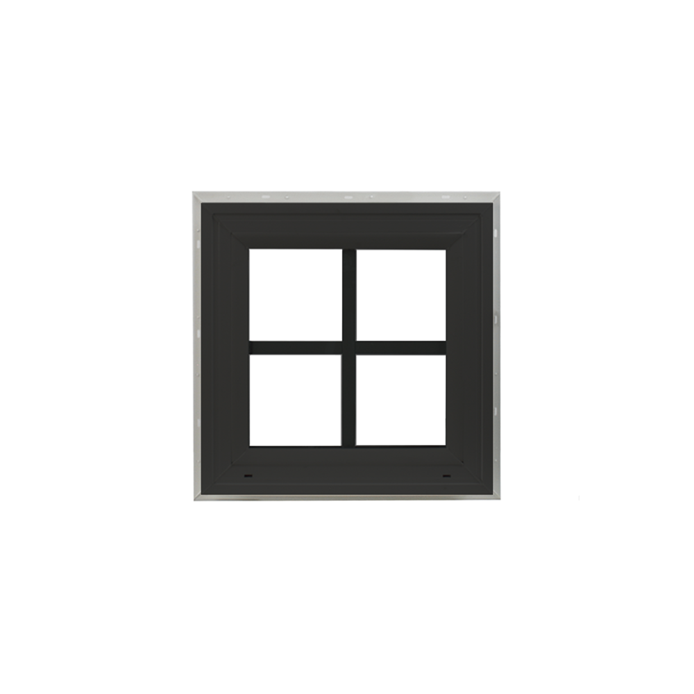 Decorative Window 16" x 16" Double Pane Standard Glass Clear Black Front