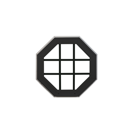 Octagon Window 18" x 18" Double Pane Standard Glass Clear Black