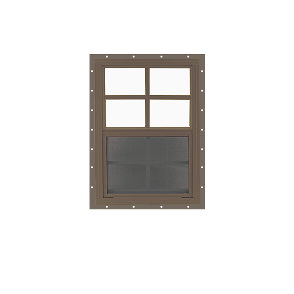 Vertical Slider 18" x 23" Window with Tempered Glass Brown J-Channel