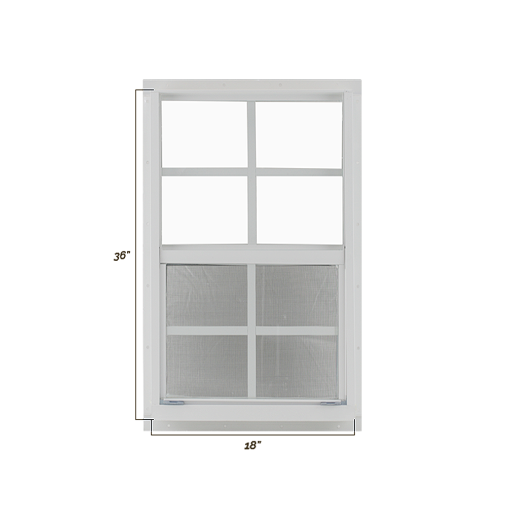Vertical Slider 18" x 36" Shed Window with Tempered Glass Dimensions