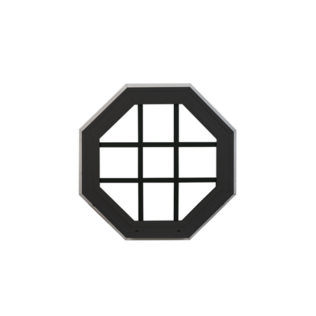 Octagon Window 20" x 20" Double Pane Standard Glass Clear Black Front
