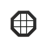 Octagon Window 24" x 24" Double Pane Standard Glass Clear Black Front
