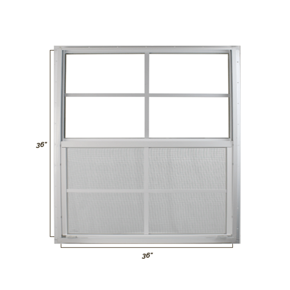 Vertical Slider 36" x 36" White Flush Aluminum Double Pane with Tempered Glass Dimensions