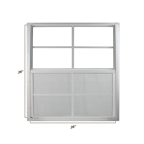 Vertical Slider 36" x 36" White Flush Aluminum Double Pane with Tempered Glass Dimensions