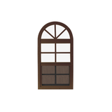 Vertical Slider 14" x 28" One Piece Arched Window with Tempered Glass Brown Flush