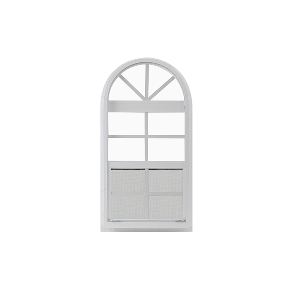 Vertical Slider 14" x 28" One Piece Arched Window with Tempered Glass White Flush Back