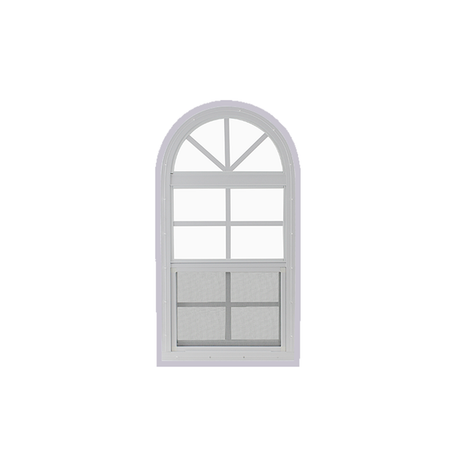 Vertical Slider 14" x 28" One Piece Arched Window with Tempered Glass White J-Channel