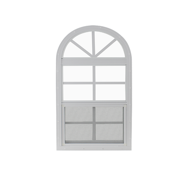 Vertical Slider 24" x 48" One Piece Arched Window with Tempered Glass White Flush