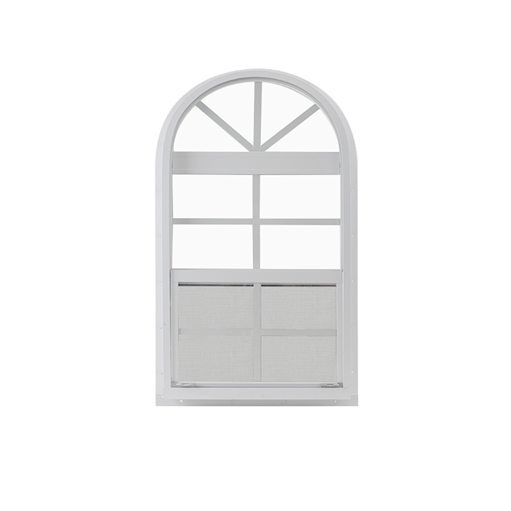Vertical Slider 24" x 48" One Piece Arched Window with Tempered Glass White Flush Back