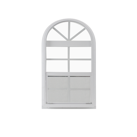 Vertical Slider 24" x 48" One Piece Arched Window with Tempered Glass White Flush Back