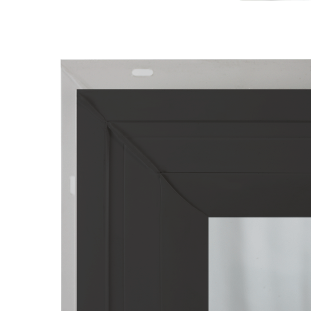 Decorative Window 20" x 20" Double Pane Standard Glass Clear Black Corner