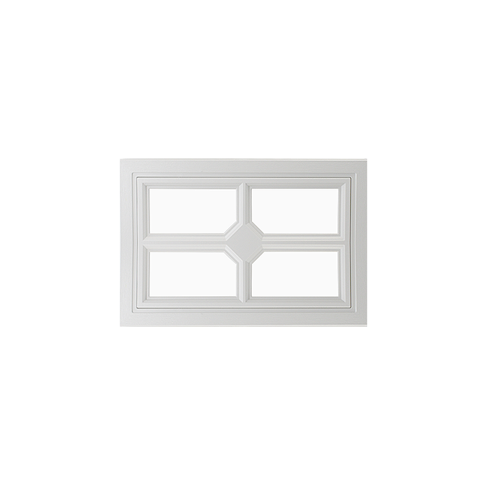 Fixed Garage Door Window - Square Cross, 4 Lite with Plexiglass