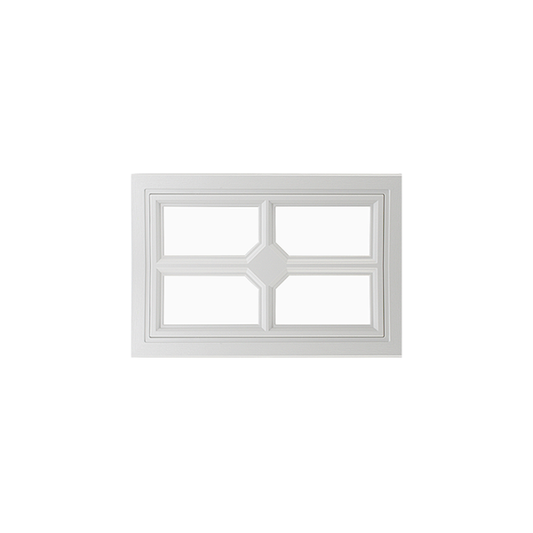 Fixed Garage Door Window - Square Cross, 4 Lite with Plexiglass