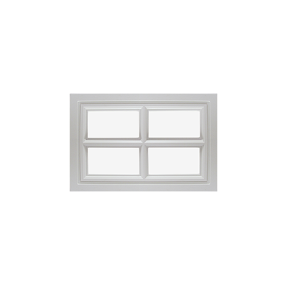 Fixed Garage Door Window - Cross, 4 Lite with Plexiglass