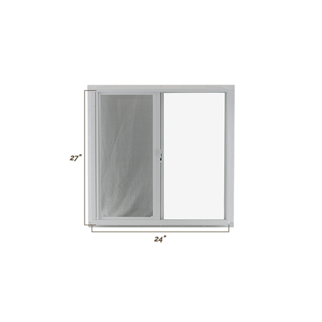 Horizontal Slider 24" x 27" Flush Window with Tempered Glass, No Grid Dimensions