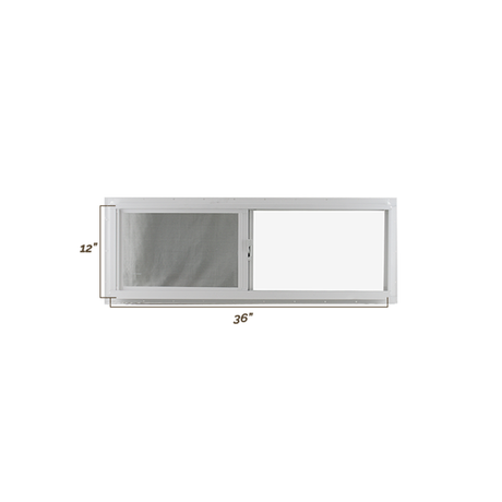 Horizontal Slider 36" x 12" Flush Window with Tempered Glass, No Grid Dimensions