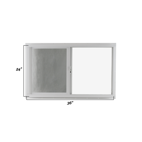 Horizontal Slider 36" x 24" Flush Window with Temper Glass, No Grid Dimensions