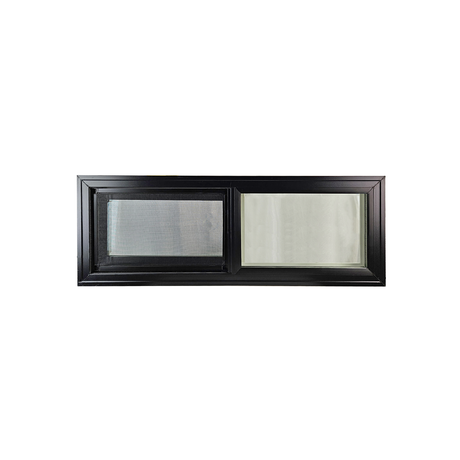 Horizontal Window 36" x 12" Double Pane Tempered Glass Black Front