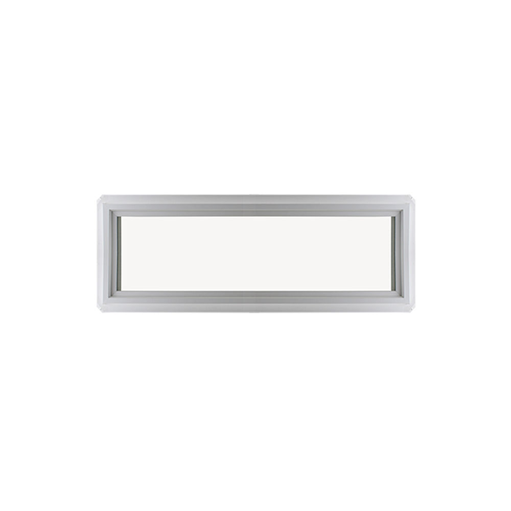 Fixed 12" x 30" Transom Double Pane Tempered Low-E Clear PVC Window Front