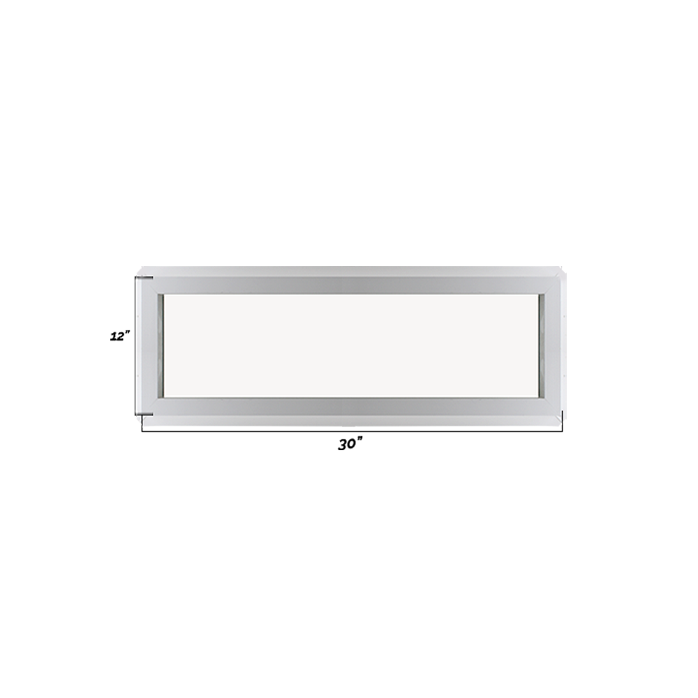 Fixed 12" x 30" Transom Double Pane Tempered Low-E Clear PVC Window Dimensions