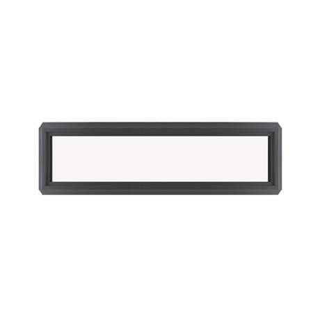 Fixed 12" x 60" Transom Double Pane Tempered Low-E Clear PVC Window Black Front