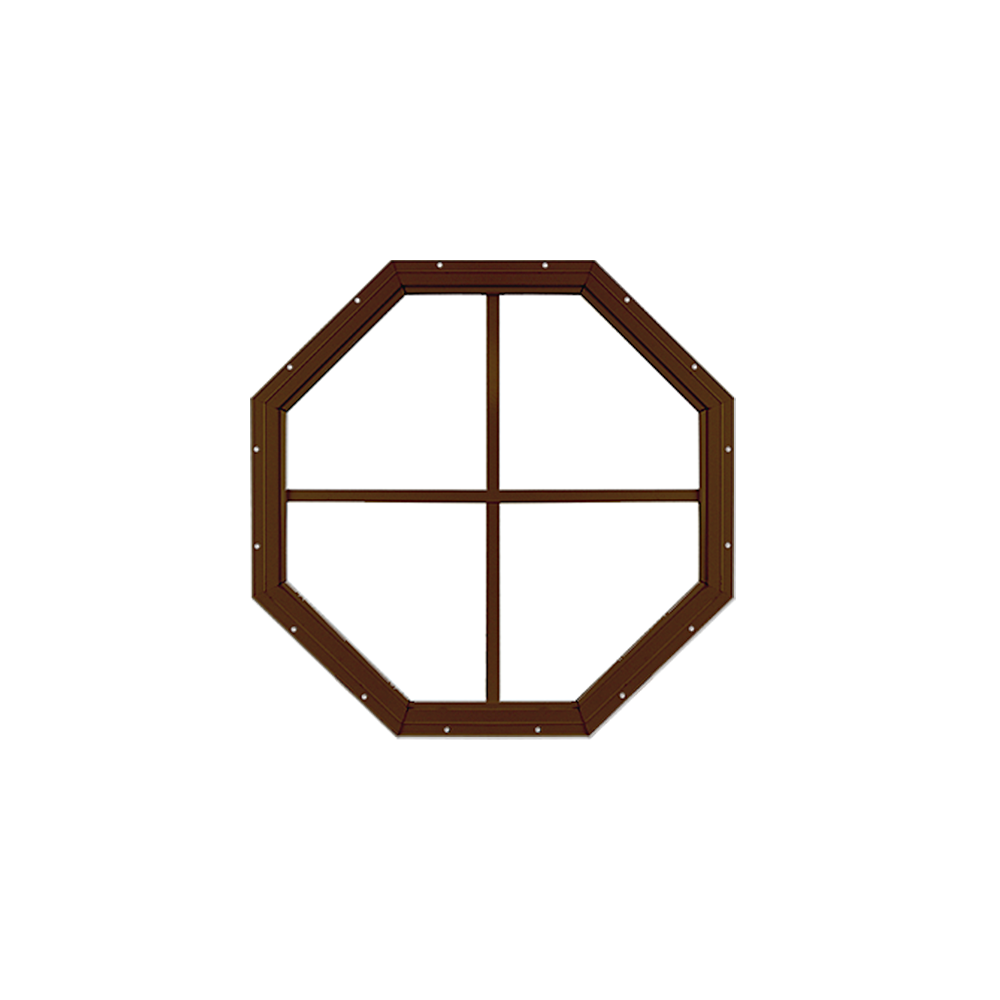 Fixed 14" Octagon Window with Tempered Glass Brown Flush