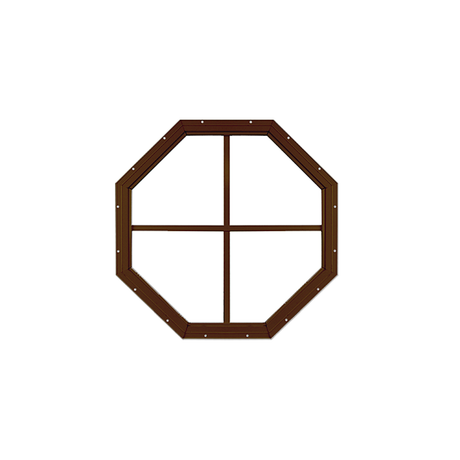 Fixed 14" Octagon Window with Tempered Glass Brown Flush