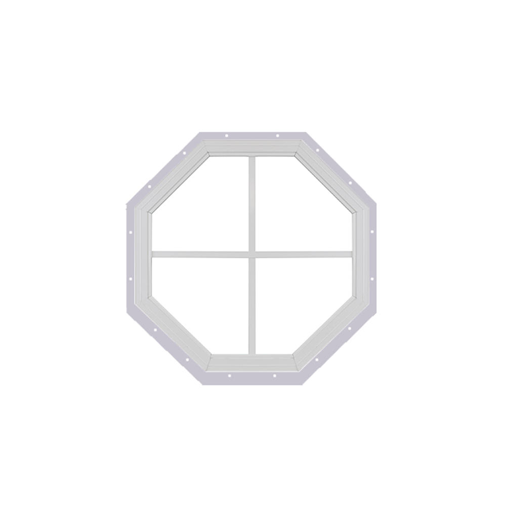 Fixed 14" Octagon Window with Tempered Glass White J-Channel