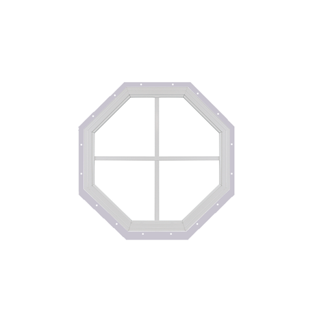 Fixed 14" Octagon Window with Tempered Glass White J-Channel