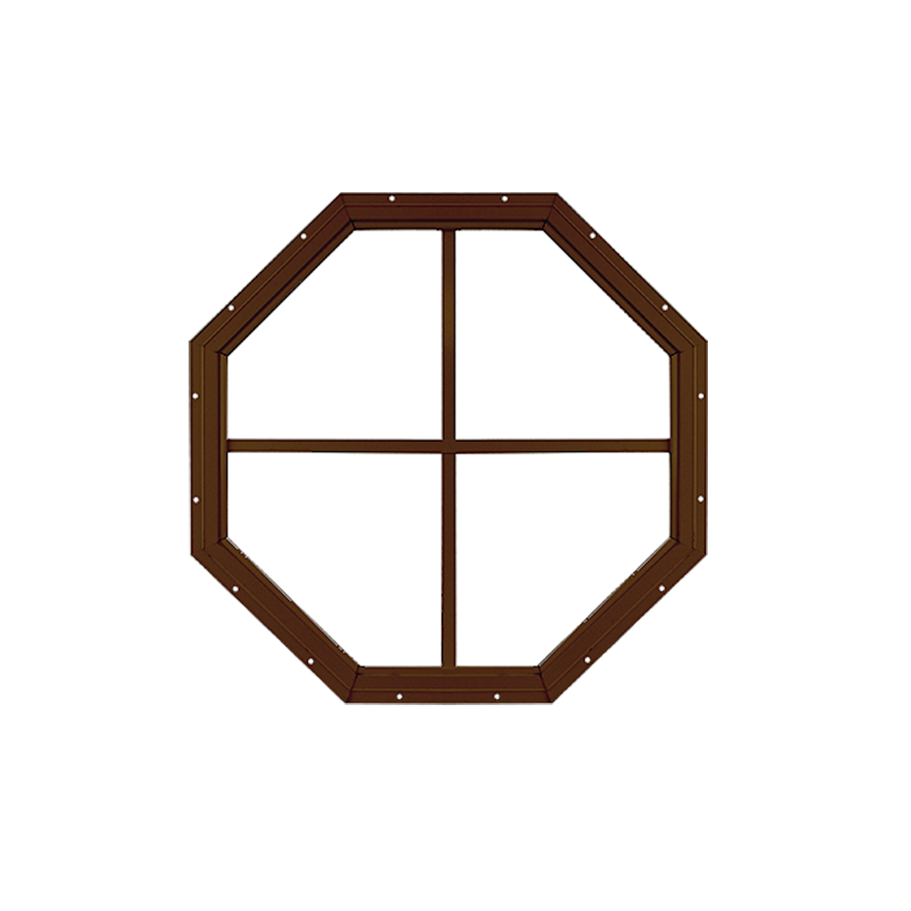 Fixed 18" Octagon Window with Tempered Glass Brown Flush
